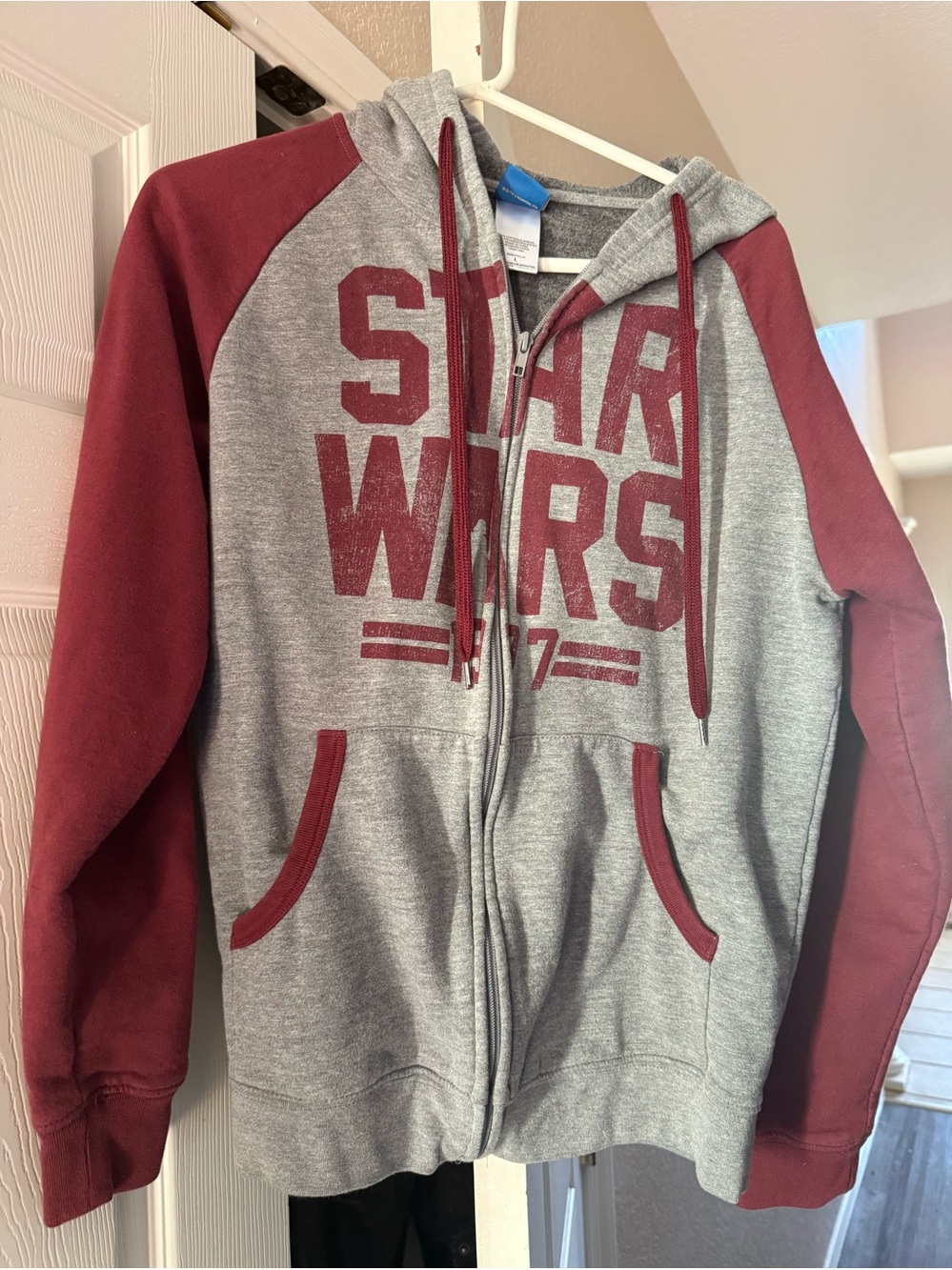 Star Wars Kids Gray & Maroon Zip-Up Hoodie